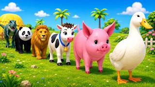 Long Slide Game With Cow Elephant Gorilla Hippopotamus Tiger 3d Animal Game Funny 3d Animals