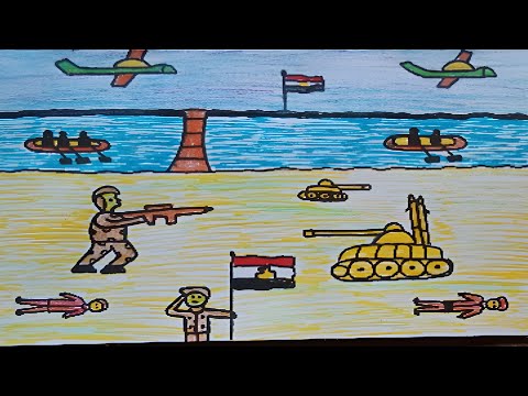 رسم حرب 6 اكتوبر المجيد رسم حرب اكتوبر تعلم طريقه رسم موضوع عن حرب 6 اكتوبر حرب اكتوبر
