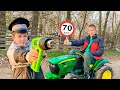 Damian and Darius play Police and How to follow the Rules on the Road