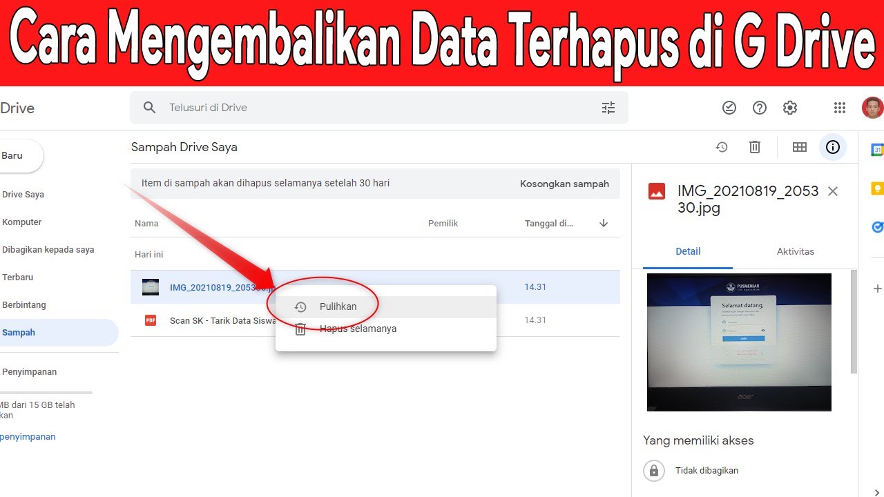 cara mengembalikan file, foto, dokumen, atau data yang terhapus di