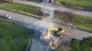 Drone video of bridge demolition on I-16