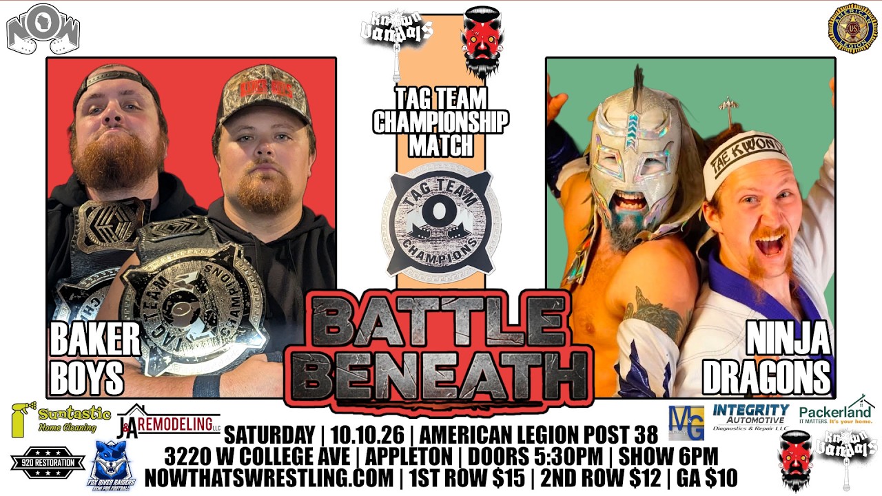 The Baker Boys (c) vs. Ninja Dragons | NOW Tag Team Championships | 10-10-2026