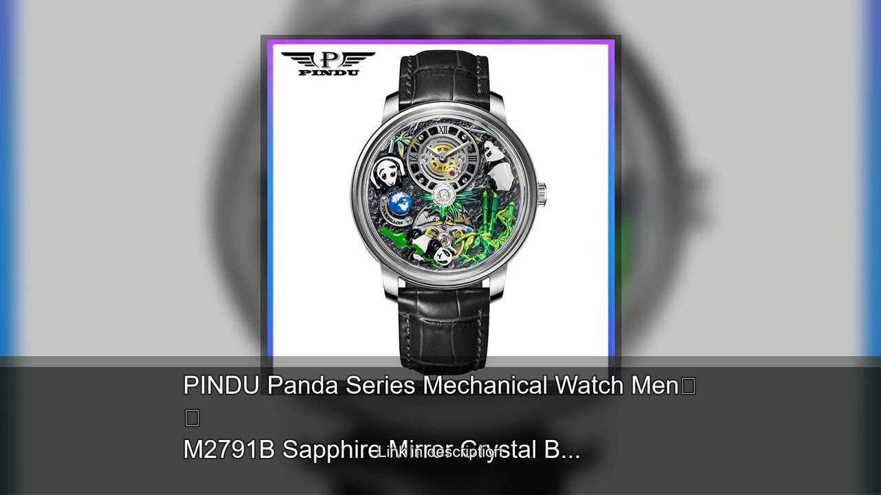 PINDU Panda Series Mechanical Watch Men M2791B Sapphire Mirror Crystal Ball Waterproof Fashion