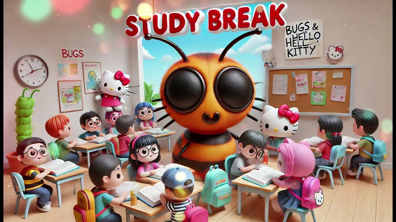 📚 Bugs and Hello Kitty’s Study Break: Fun Learning and Relaxation! 🐰🎀