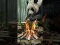 ❓ COOKING Panda in Rainy Forest? Yes, FOOD Magic! 🐼🌧️ #shorts #fun