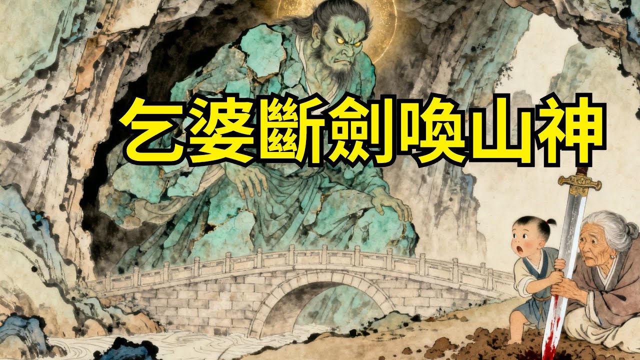 老乞婆睡橋洞撿到半截斷劍，小孩拿它玩泥巴，不料劍尖滴血喚醒沉睡山神！賜她萬畝良田，曾潑她冷水的鄰居瘋了！#民間故事 #故事頻道 #感人故事 #情感