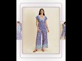 Printed V-Neck Wide Leg Jumpsuit