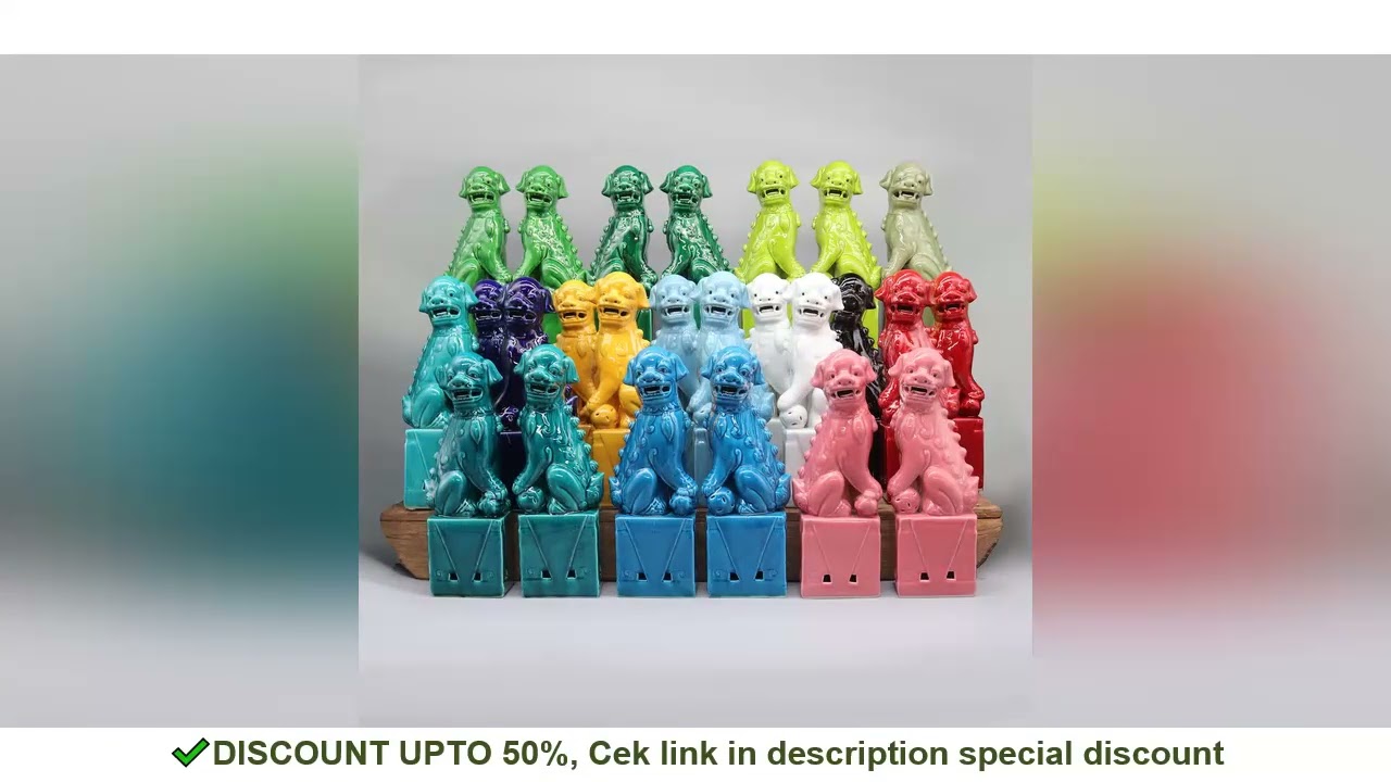 Pair of Foo Dogs, Fu Dogs, Buddha Dogs, Chinese Guardian Lions, Ceramic Sculpture, Home Decoration