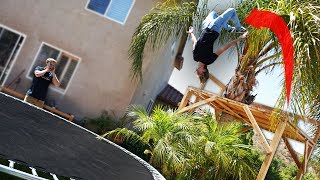 We played Parkourse in our Backyard Trampoline Park!! *EXTREME STUNTS*