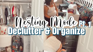 NESTING MODE! - DECLUTTER AND ORGANIZE NURSERY PT. 1 | PREPPING FOR BABY!