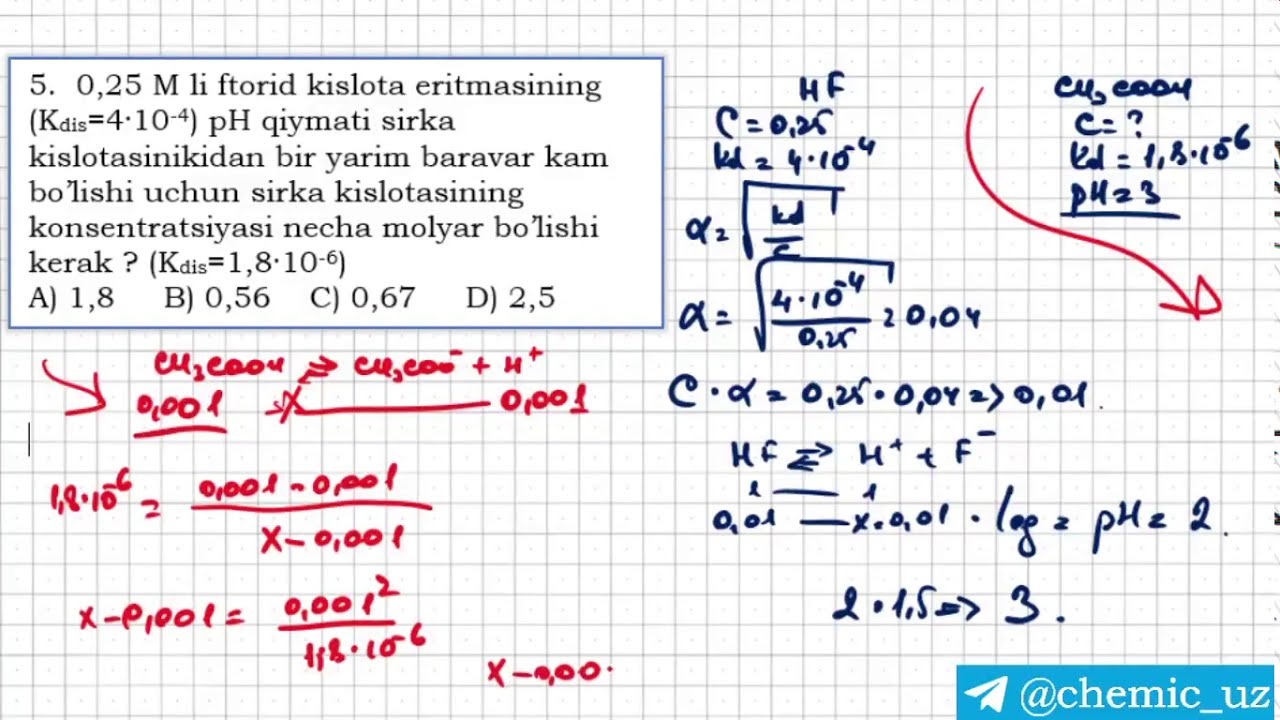 pH mavzudan to'garak kitobidan namunaviy yechimlar