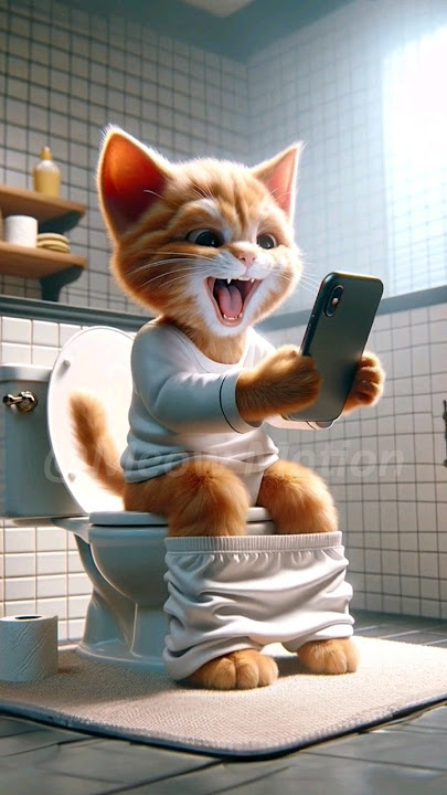 Apa yang kamu lakukan jika ponsel terjatuh di toilet?#cat #cute #kitten #funny #catlover #kitty