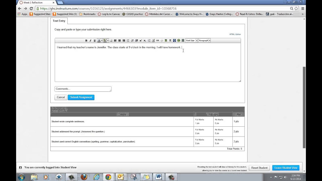 submit assignments canvas app