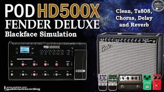 POD HD500X CLEAN and OVERDRIVE Fender Deluxe Amp Simulation [Settings].