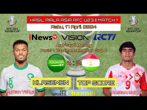 Hasil Piala Asia AFC U23 Matchday 1 live RCTI iNews ~ Arab Saudi vs Tajikistan ~Piala AFC U23 2024