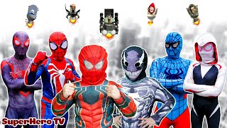 What If ALL COLOR SPIDER-MAN In 1 House? Hey KID SPIDER MAN, Go To Trainning Nerf Gun (Live Action)