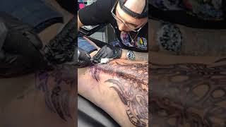 tattooing a tribal back piece part 4