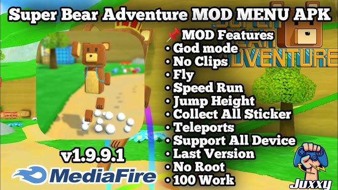 5 SUPER BEAR ADVENTURE MOD FILE APK V.10.0 ( ONLY SANS16) 