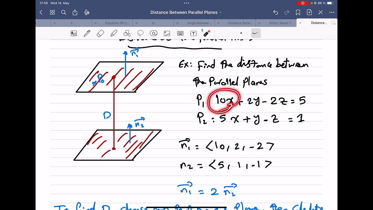 Distance Between parallel Planes (Multivariable Calculus) | المسافة بين مستويين متوازيين