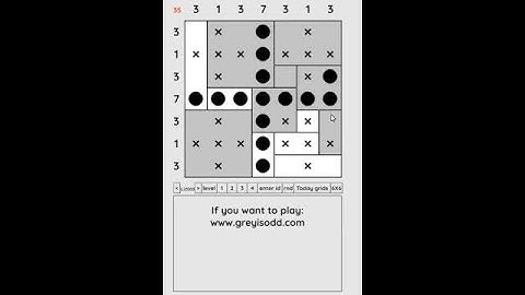 Grey is Odd - Today grids. Solution level 1 7X7 dated 07-09-2024 #logicpuzzles #logicgames  #games