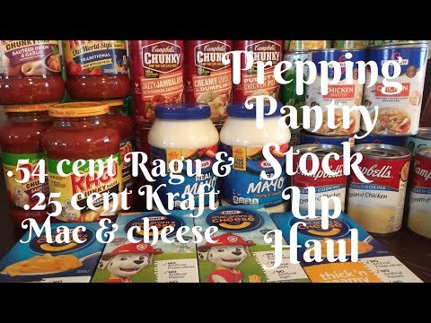 Prepping Pantry Stock Up Haul /  Ragu Pasta Sauce for .54 cent /  Kraft Mac&Cheese for .25 cent