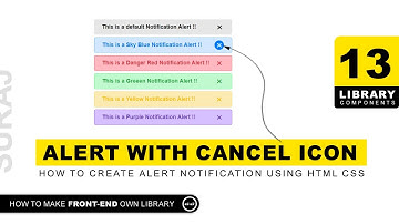 Library-13 | Create Alert With Cancel Icon in CSS | Front-End Library Using HTML CSS And JS @uiuxpro
