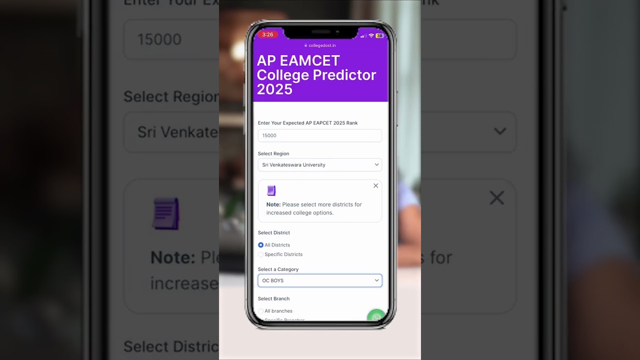 EAMCET Rank 50k, 30k, or 20k? Use This Tool to Predict Your College & Branch! 🎓📍