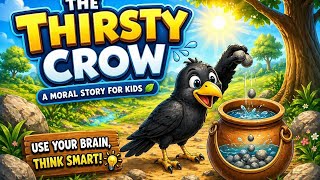 The Thirsty Crow 🐦‍⬛ 💧 | Learn to Think Smart! | Moral Story for Kids
