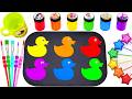 Oddly Satisfying Video | Mixing All Rainbow Slime & Stars Candy on Glitter Ducks Tray | Cutting ASMR