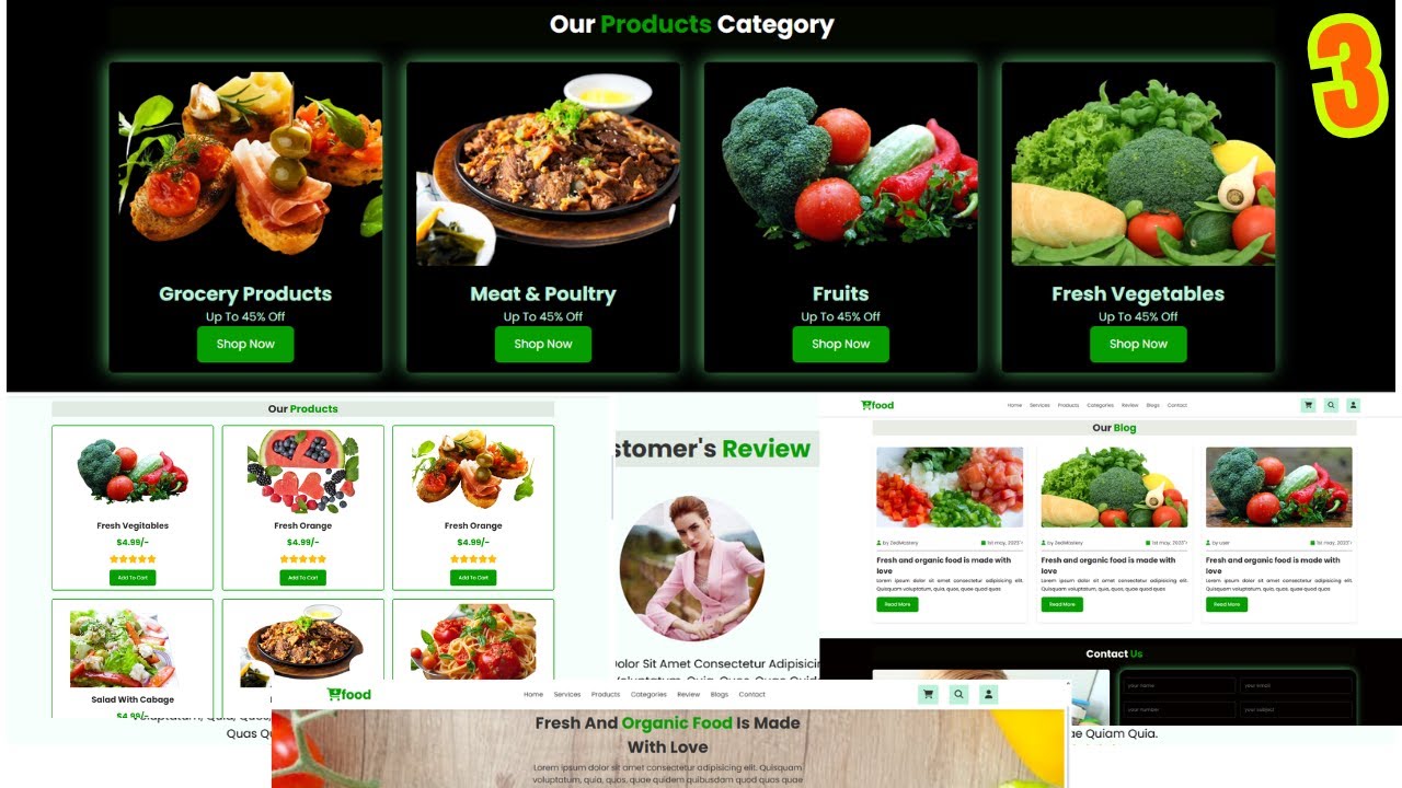 Make Complete Responsive Food | Restaurant Website Design Using HTML ...