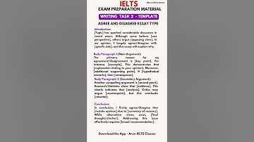 IELTS Writing task 2 template | Template for agree and disagree type #shorts