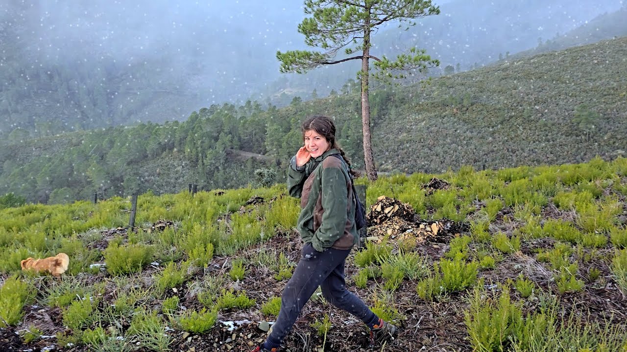 Explorando las cumbres de la sierra con los perros, nos empieza a nevar