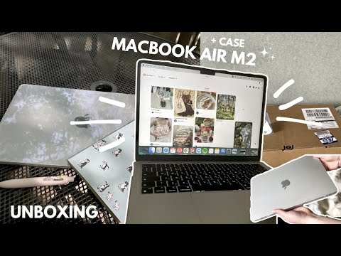 MacBook Air M2 16gb Aesthetic Unboxing & Setup *silver* in 2023  + accessories (case) ✨