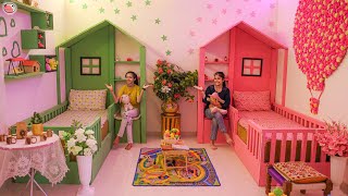 2 Sisters ❤️ BedRoom Makeover - On Her Choice[Green \& Pink] 👉(Most Beautiful) #Love #Fun