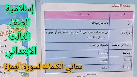 معاني الكلمات سورة الهمزة إسلامية الصف الثالث الابتدائي صفحة ٣٠