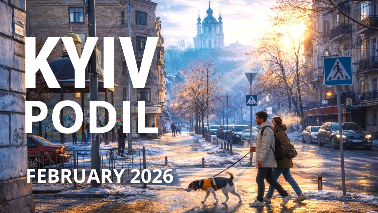 🔥 Sunny Winter Walk in Podil, Kyiv 🇺🇦 | Old Town Vibes | Feb 2026
