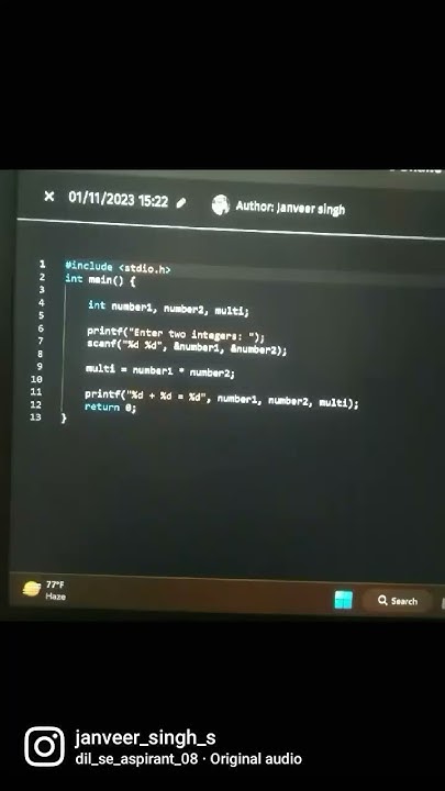multiplication of two numbers in c programming - YouTube