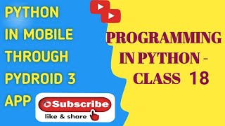 PROGRAMMING IN PYTHON-CLASS 18