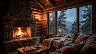 ⛈️ Instant Deep Sleep: Cozy Log Cabin Rain & Crackling Fireplace ASMR (100% Ad-Free)