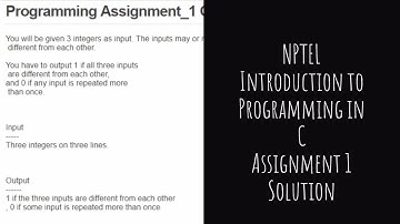Programming in C Assignment 1 Solution | NPTEL