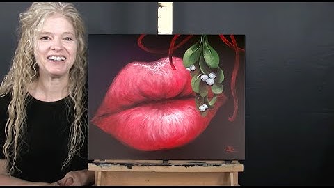 Learn How to Draw and Paint with Acrylics "MISTLETOE KISS" - Beginner Tutorial - Paint & Sip at Home