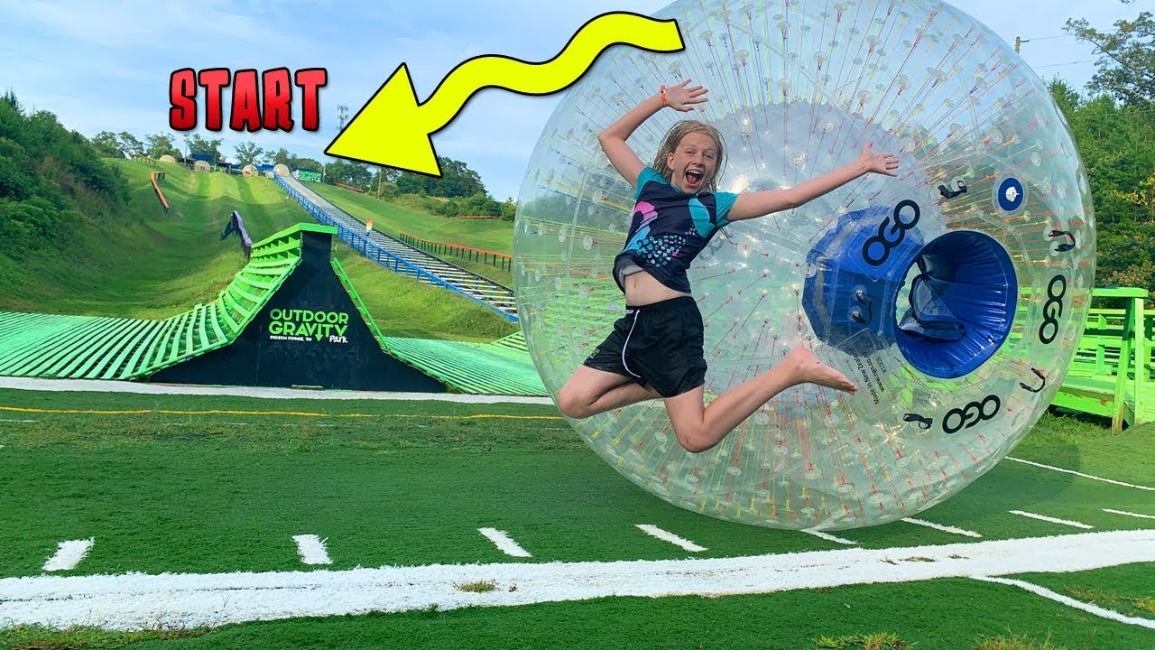 Race Down Hill in GIANT Water Ball at Outdoor Gravity Park!! Pigeon Forge,  Tennessee Zorbing!￼ 