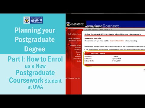 Part I: How to Enrol as a New Postgraduate Coursework Student at UWA