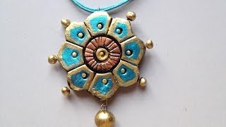 TERRACOTTA JEWELLERY : HOW TO PAINT  A FLOWER PENDANT