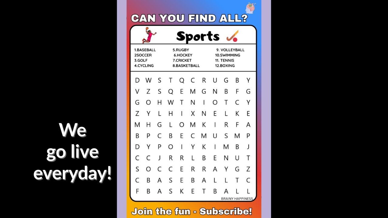 🧩 Brain Teaser Challenge: Ultimate Word Search Puzzle for Sports Lovers! 🔍 | No.135