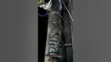 Engraving dragon column by 4 axis rotary stone cnc router