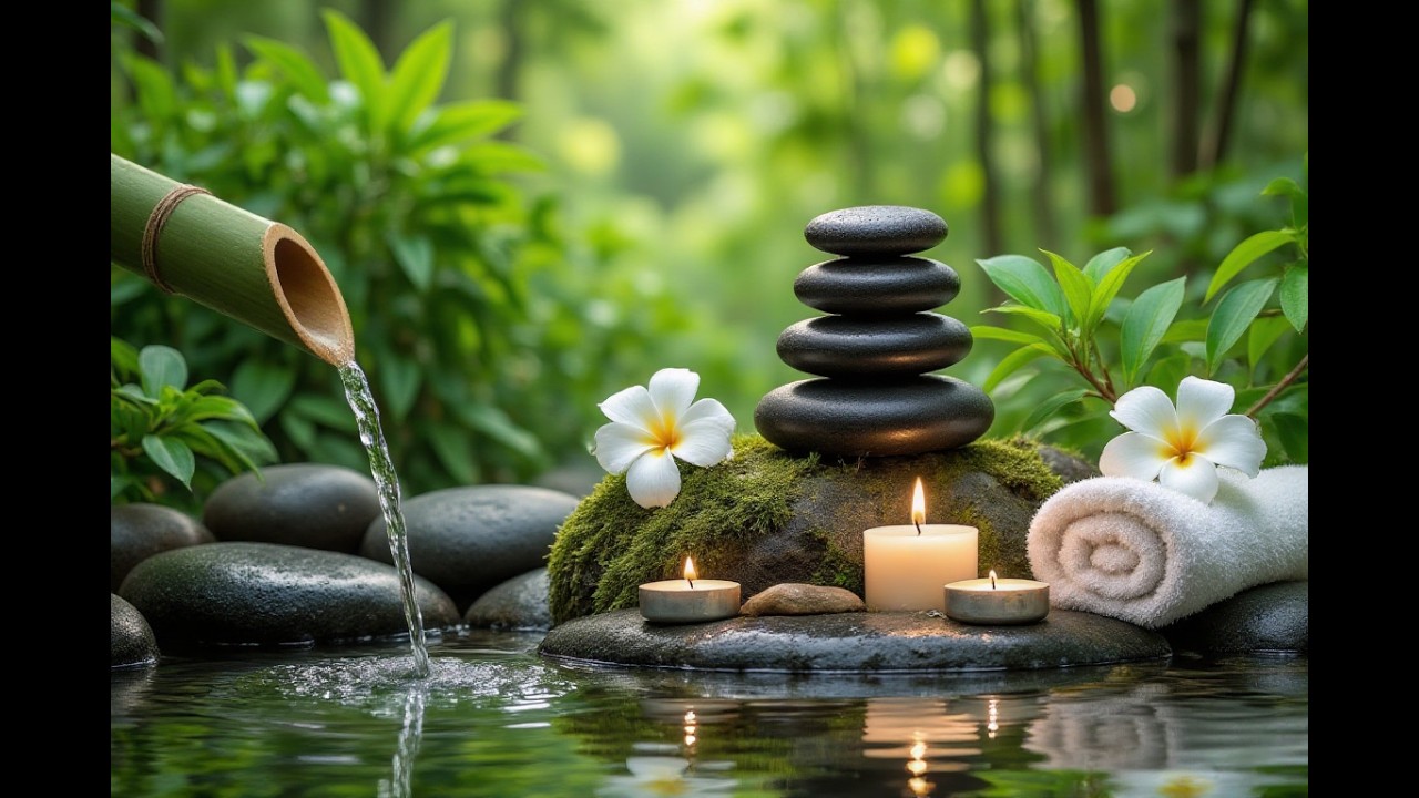 Beautiful Relaxing Music and Bamboo Water Fountain 🌿 Stress Relief, Sleeping Music for Deep Sleep