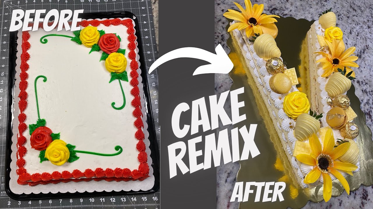 $20 Grocery Store Cake into Fabulous Birthday Cake | Cake Remix | Letter Monogram Cake