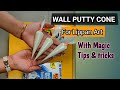       how to make wall putty cone   wall putty cone for lippan art  cone diy