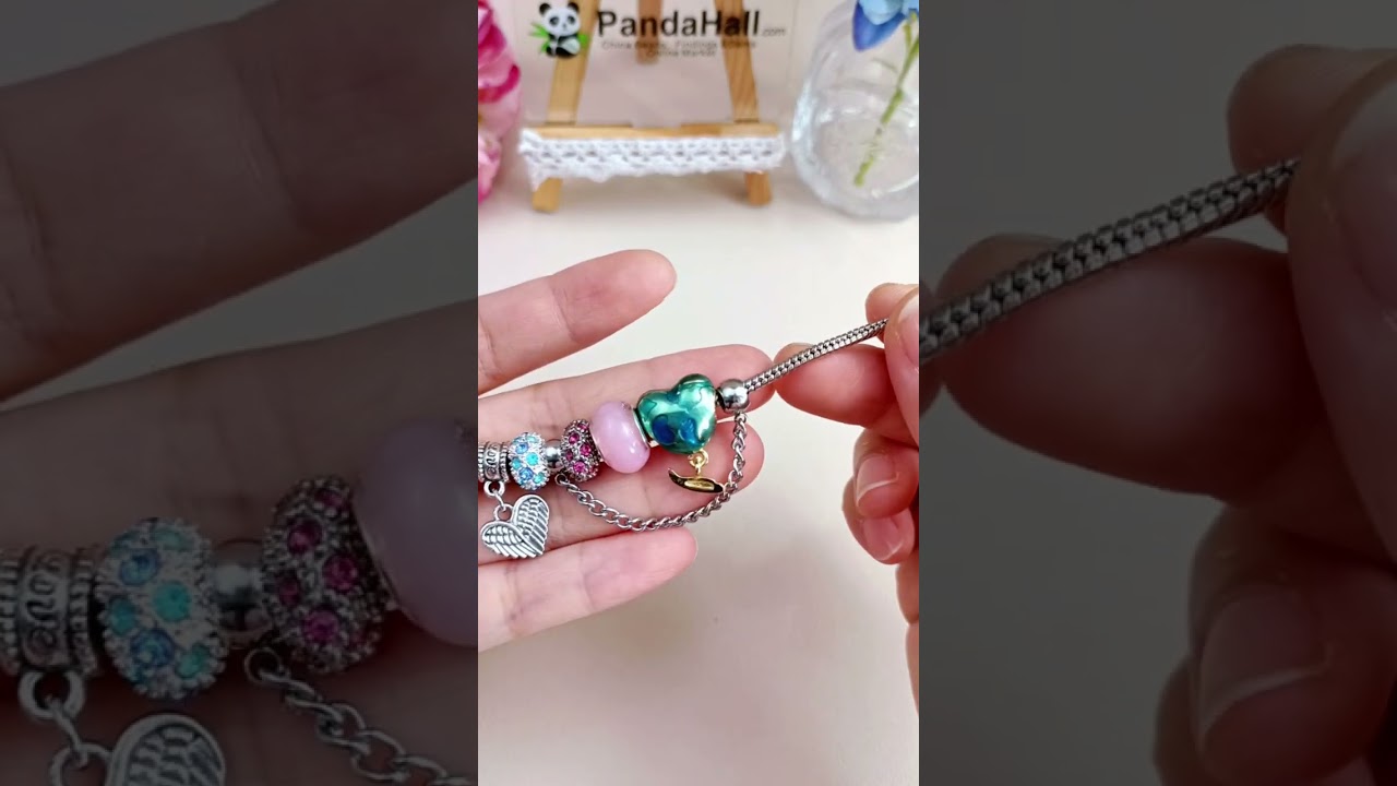 パンドラ ブレスレット ハート シルバーピンク カメジルコニアチャーム